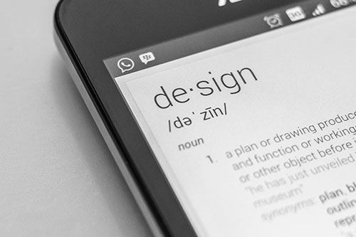 closeup of phone display with design definition